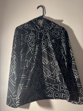 adidas Black Hoodie with White Logo Pattern